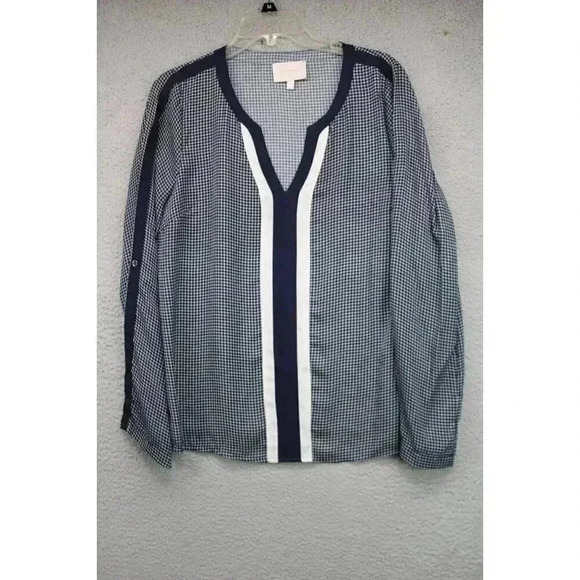 Skies are Blue Long Roll-Tabbed Sleeves-Chiffon Tunic-Size Large - Picture 1 of 11